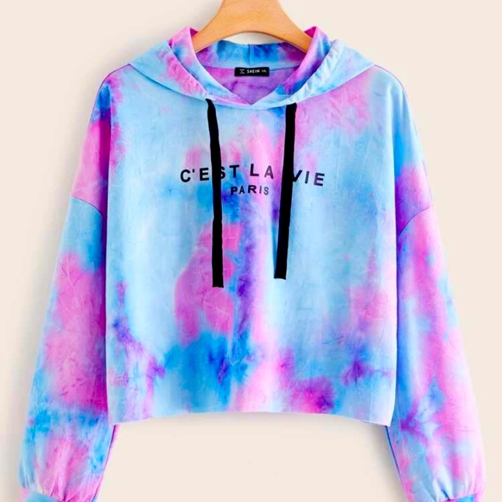 Tie dye crop top hoodie